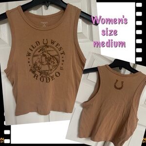 Wild West Rodeo Graphic Tank Top - Women's Medium - Brown